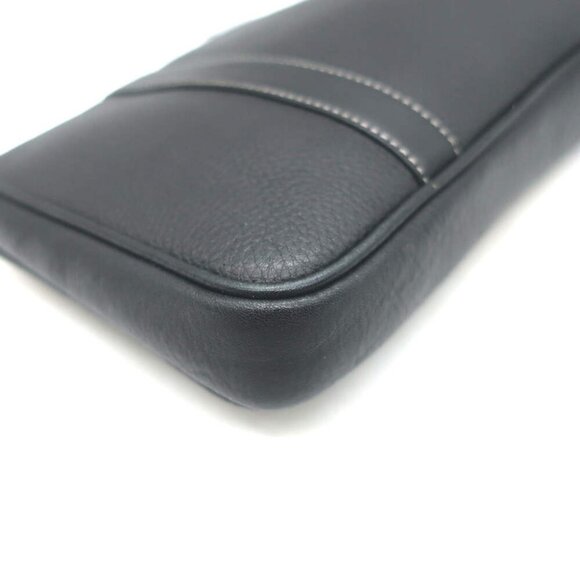 Vintage Christian Dior Small D Clutch Black Grained Leather - Picture 9 of 13